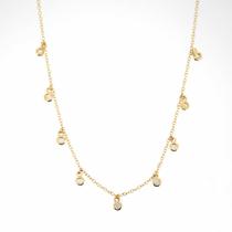 Colar ouro amarelo elo portugues 40 cm com diamantes 18k