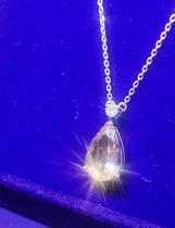 Colar Ouro Branco 18 Kilates 45 Cm Diamantes 3mm Peso 2.59 Gramas Fio 0.5 mm Gota Safira Champanhe 15 mm