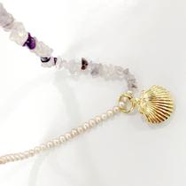 Colar Ouro Cristal Pérolas com Pingentes Look Chic e Moderno