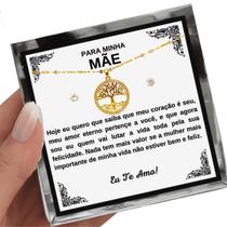 Colar Ouro Pingente Árvore Vida Presente Aniversário Mãe Dia Das Mães + Dedicatória