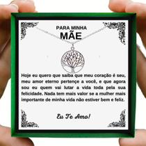 Colar Ouro Pingente Árvore Vida Presente Aniversário Mãe Dia Das Mães + Dedicatória