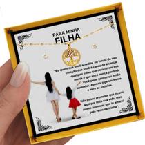 Colar Ouro Presente Aniversário Filha Mãe de Menina Árvore Vida + Dedicatória