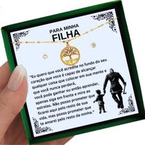Colar Ouro Presente Aniversário Filha Pingente Árvore Vida Pai Viking + Dedicatória Colar Ouro Presente Aniversário Filha Pingente Árvore Vida Pai Viking + Dedicatória