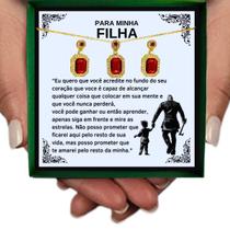 Colar Ouro Presente Aniversário Filha Retângulo Pai Viking