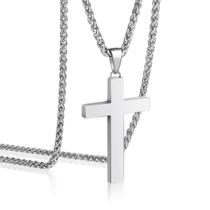 Colar P. BLAKE Silver Cross para homens e meninos em aço inoxidável Colar P. BLAKE Silver Cross para homens e meninos em aço inoxidável