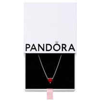 Colar PANDORA Sparkling Heart Halo com prata cristalina vermelha