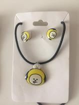 Colar + par de brincos bts chimmy bt21 jimin novo