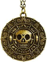 Colar Para Homem Piratas Do Caribe Medalhão Asteca Caveira
