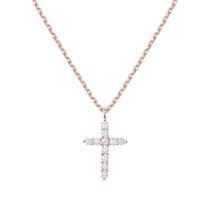 Colar PAVOI 18K em ouro rosa e cruz vermeil para mulheres Colar PAVOI 18K em ouro rosa e cruz vermeil para mulheres