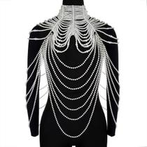 Colar Pearl Body Chain com encosto branco para mulheres