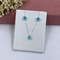 Colar pedra coração azul turquesa Colar pedra coração azul turquesa