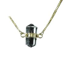 Colar Pedra Cristal Quartzo Micro Bi Ponta Envolto Dourado Colar Pedra Cristal Quartzo Micro Bi Ponta Envolto Dourado
