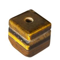 Colar Pedra Cubo Olho de Tigre Difusor Aromaterapia Ranhurado Colar Pedra Cubo Olho de Tigre Difusor Aromaterapia Ranhurado