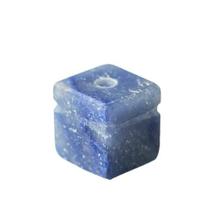 Colar Pedra Cubo Quartzo Azul Difusor Aromaterapia Ranhurado