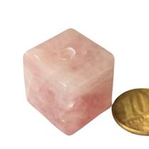 Colar Pedra Cubo Quartzo Rosa Difusor Aromaterapia Ranhurado