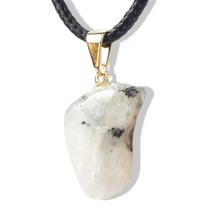 Colar Pedra da Lua Verdadeira Pedrinha Rolado Pino Dourado