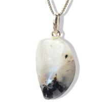 Colar Pedra da Lua Verdadeira Pedrinha Rolado Pino Prata 950