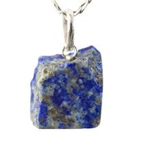 Colar Pedra Lapis Lazuli Bruto Natural Pino Prata 950
