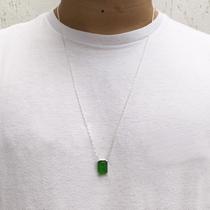 Colar Pedra Murano Prata 925 70cm Cor:Verde escuro