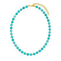 Colar Pedra Natual Ágata Azul Céu Semijoia