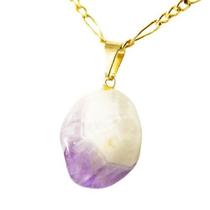 Colar Pedra Natural Ametista Cheveron Rolado Pino Dourado Colar Pedra Natural Ametista Cheveron Rolado Pino Dourado
