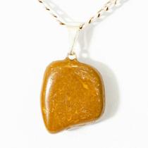 Colar Pedra Natural de Jaspe Amarelo Pino Prateado Colar Pedra Natural de Jaspe Amarelo Pino Prateado
