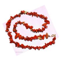 Colar Pedra Natural Jaspe Vermelho Cascalho - Tranquilidade