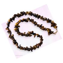 Colar Pedra Natural Olho de Tigre Cascalho - Proteção