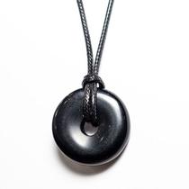 Colar Pedra Pi Obsidiana Negra Natural Cordão Ajustável Colar Pedra Pi Obsidiana Negra Natural Cordão Ajustável