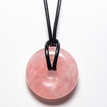 Colar Pedra Pi Pedra Quartzo Rosa Natural Cordão Ajustável Colar Pedra Pi Pedra Quartzo Rosa Natural Cordão Ajustável