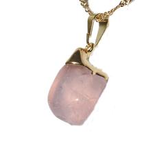 Colar Pedra Rolada Quartzo Rosa Envolto Dourado Colar Pedra Rolada Quartzo Rosa Envolto Dourado