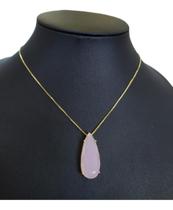 Colar Pedra Zirconia Gota Rosa Leitosa Rosê Folheado Ouro 18 Colar Pedra Zirconia Gota Rosa Leitosa Rosê Folheado Ouro 18