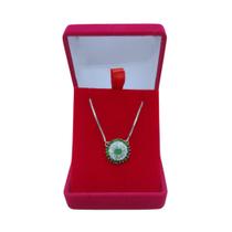 Colar Pedras Verdes Cravejado De Zircônia Prata 925