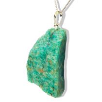 Colar Pedrinha Amazonita Verde Natural Bruto Pino Prata 950