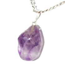 Colar Pedrinha Ametista Natural Rolado Pino Prateado Colar Pedrinha Ametista Natural Rolado Pino Prateado