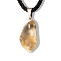 Colar Pedrinha Citrino Natural Pedra Rolado Mineral Prateado