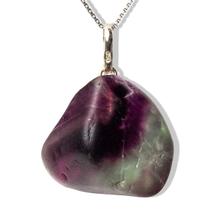 Colar Pedrinha Fluorita Multicolor Pino Prata 950