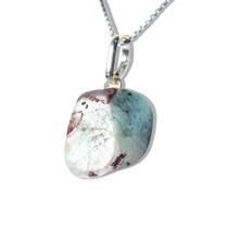 Colar Pedrinha Larimar Fatiado Natural 10 a 15mm Pino Prata 950