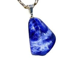 Colar Pedrinha Sodalita Natural Rolado Pino Prateado Colar Pedrinha Sodalita Natural Rolado Pino Prateado
