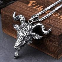 Colar Pentagrama Baphomet 3d Bode Goat Em Aço Inox