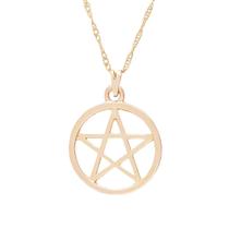 Colar Pentagrama com aro 17mm Wicca Estrela 5 Pontas - Sunshine Cristais