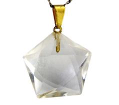 Colar Pentagrama Pedra Cristal Montagem Banho Dourado Colar Pentagrama Pedra Cristal Montagem Banho Dourado