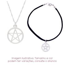 Colar Pentagrama + Pulseira camurça - Sunshine Colar Pentagrama + Pulseira camurça - Sunshine