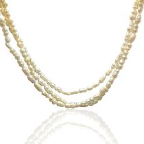 Colar Pérola Água Doce Biwa 3 Fios Fecho em Prata 925 -21439