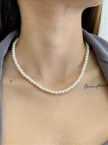 Colar Pérola Dourado com Extensor de 10 cm