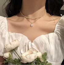 Colar Pérola Feminino Gargantilha shocker Ajustável Dourado