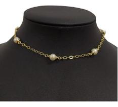 Colar Pérola Folheado A Ouro 18k Dourado Semi Joia Garantia