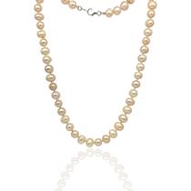 Colar Pérola Natural Cultivada Champagne Ovalada - 04012