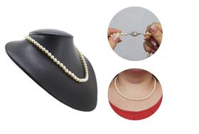 Colar Pérola Natural Fecho Ouro Branco 18k Francês Clássico