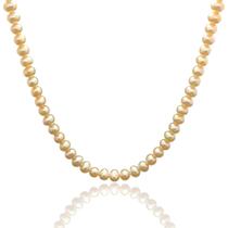 Colar Pérola Pêssego Unissex Natural Água Doce Fecho em Prata 925 - 06669